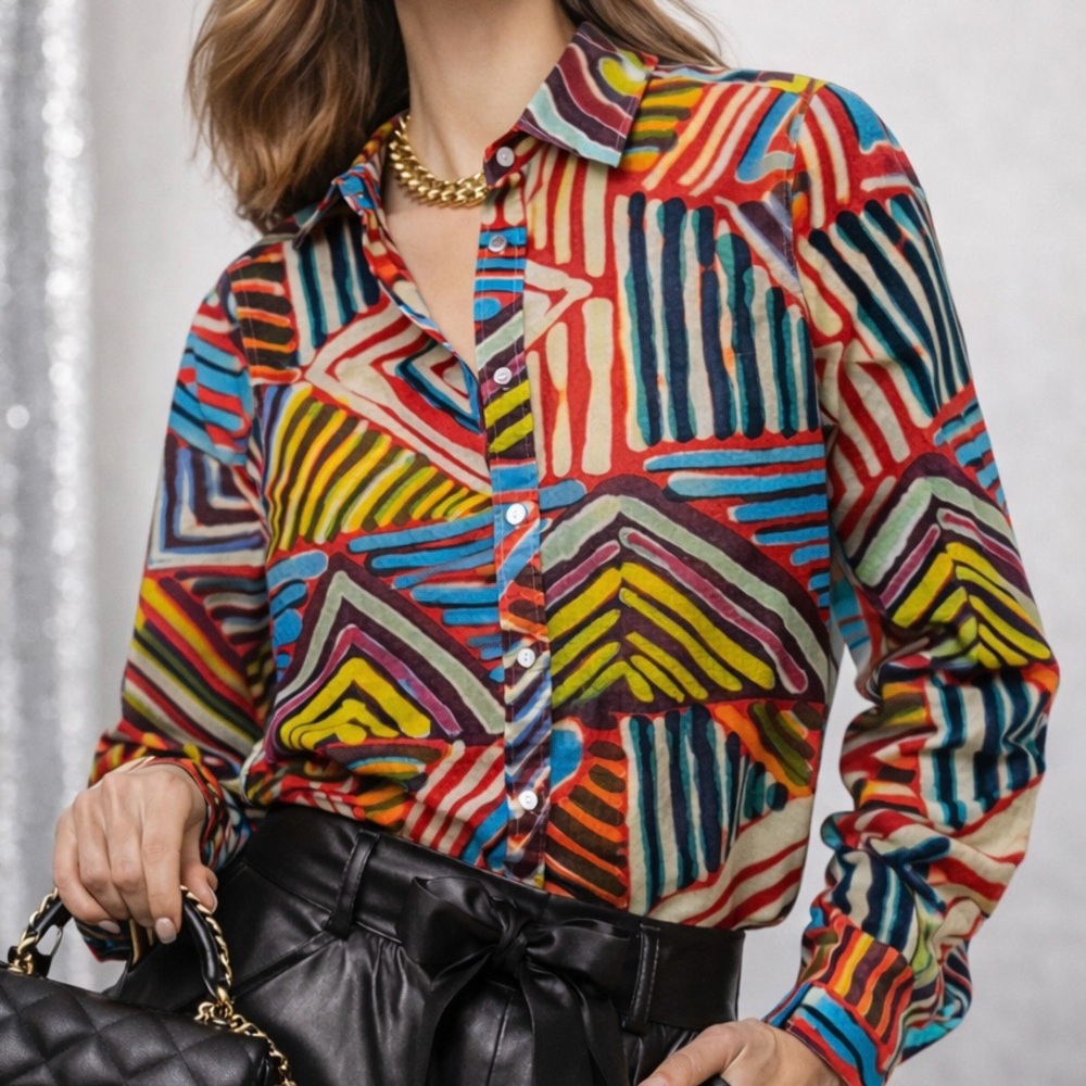 J. Crew Multicolor Geometric Button Down Shirt - image 2